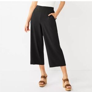 Apt 9 Women’s Women's Pull-On Wide-Leg Culotte Mid Rise Plus Size Pants Black 1X